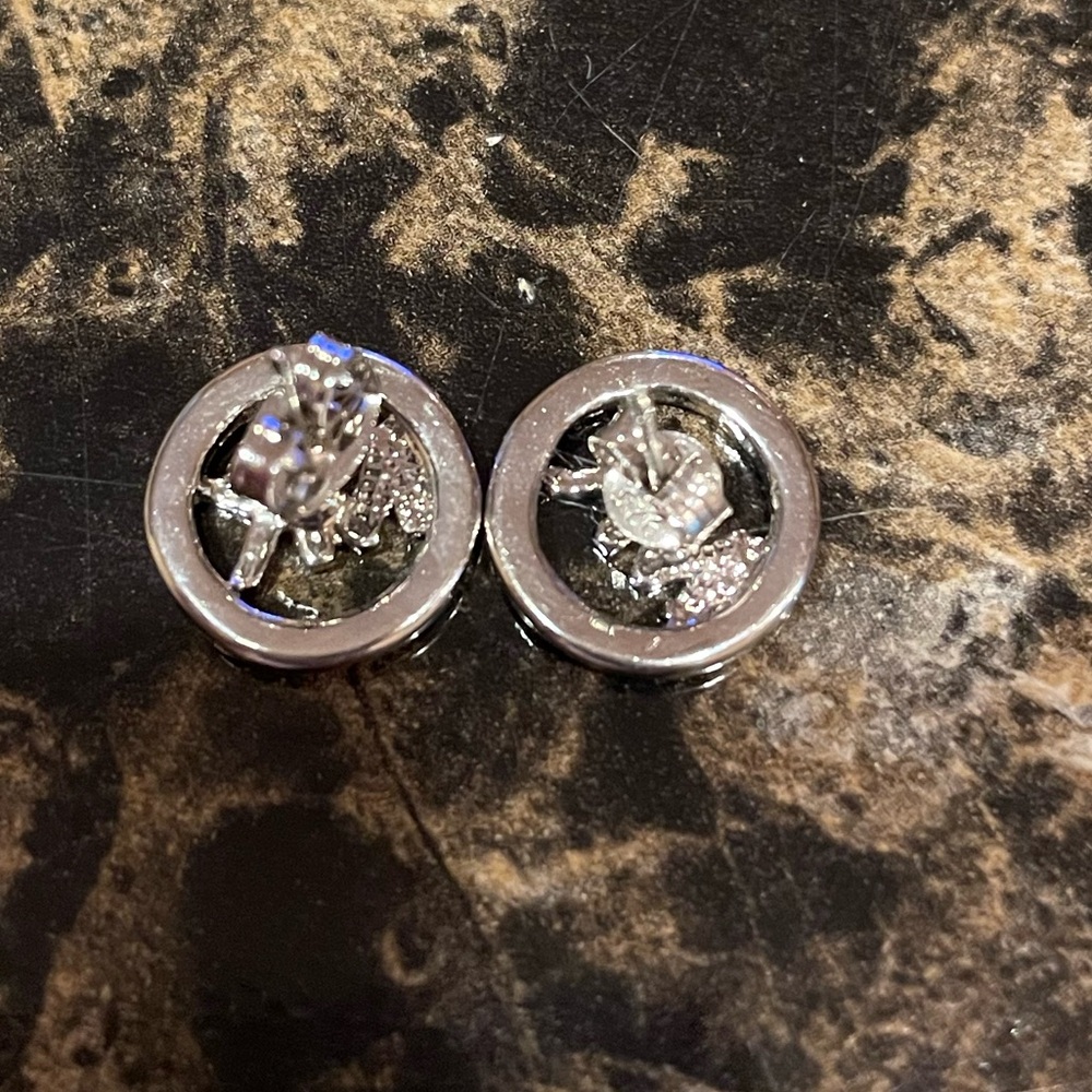 Michael Kors MK Logo Silver Stud Earrings - Picture 4 of 5